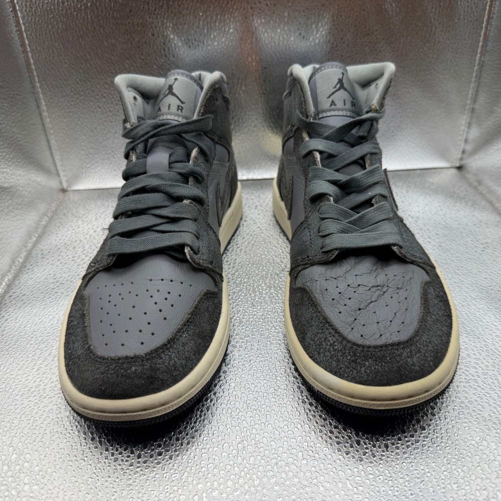 Size 7.5 Air Jordan 1 Mid SE Craft Women Anthracite Grey Excellent FJ3448-001 - Picture 4 of 12